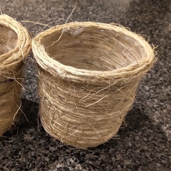 🎁Free🎁 Lot 2 BOHO Sisal Planter/ Makeup Holder Upcycled Environmental Friendly - Picture 4 of 15